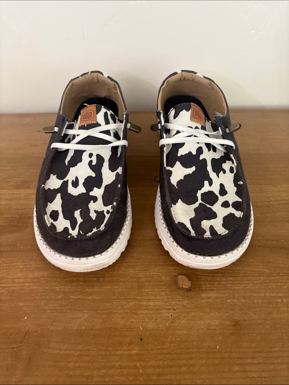 Hey Dude Women's Cow Print Wally Slip-Ons - Black & White
